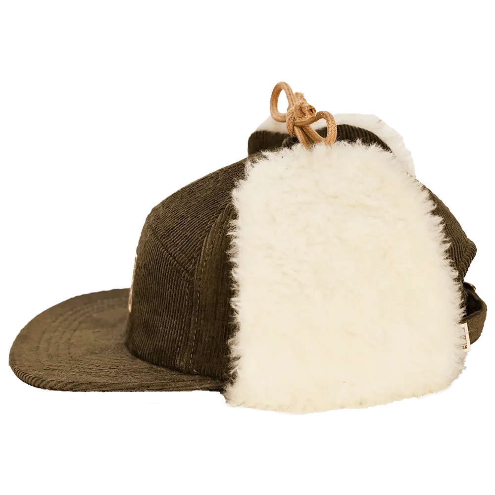 Redmond Hemp Corduroy Sherpa Earflap Cap | Green