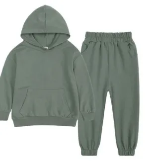 Regular Cotton Hooded Tracksuit - Khaki
