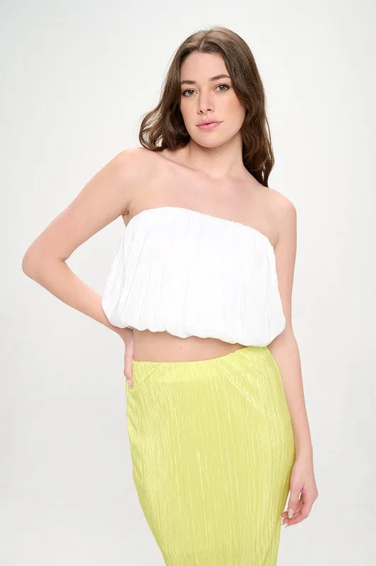 Renee C. Vibrant Plisse Tube Crop Top