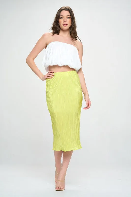 Renee C. Vibrant Plisse Tube Crop Top