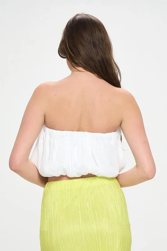 Renee C. Vibrant Plisse Tube Crop Top