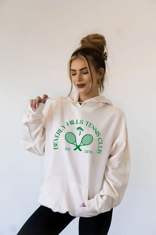 Retro Pink and White Beverly Hills Only Tennis Club Softest Ever Hoodie