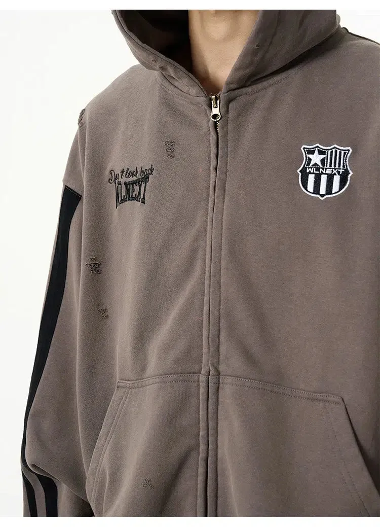 Retro Zip Up Hooded Jacket
