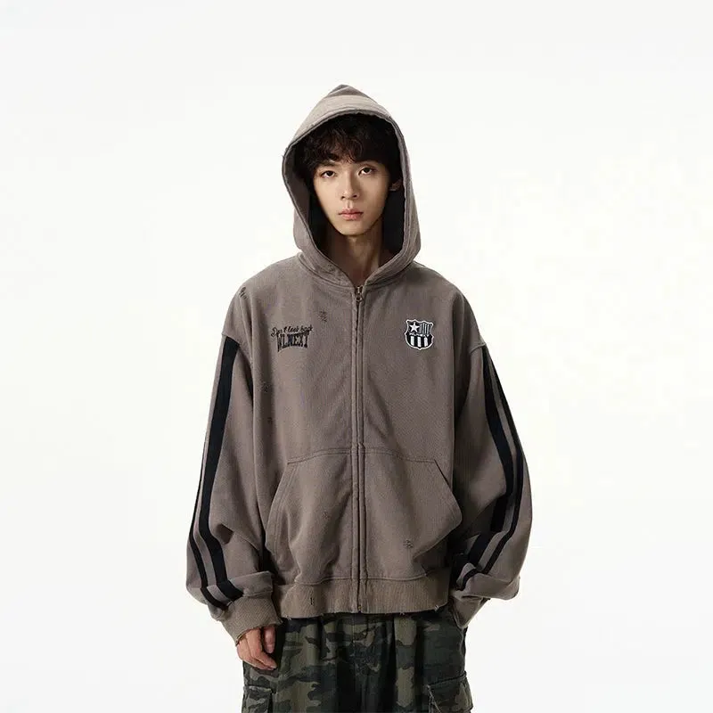 Retro Zip Up Hooded Jacket