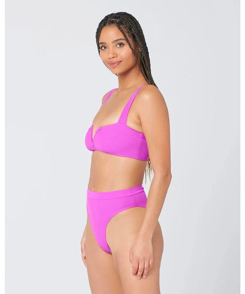 Ribbed Frenchi Bikini Bottom Bitsy Pitaya