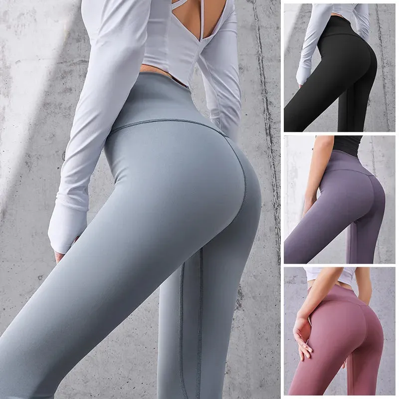 Ribbed High-Waisted Yoga Pants – Seamless Fitness Leggings for Women – Tummy Control Running & Training Tights
