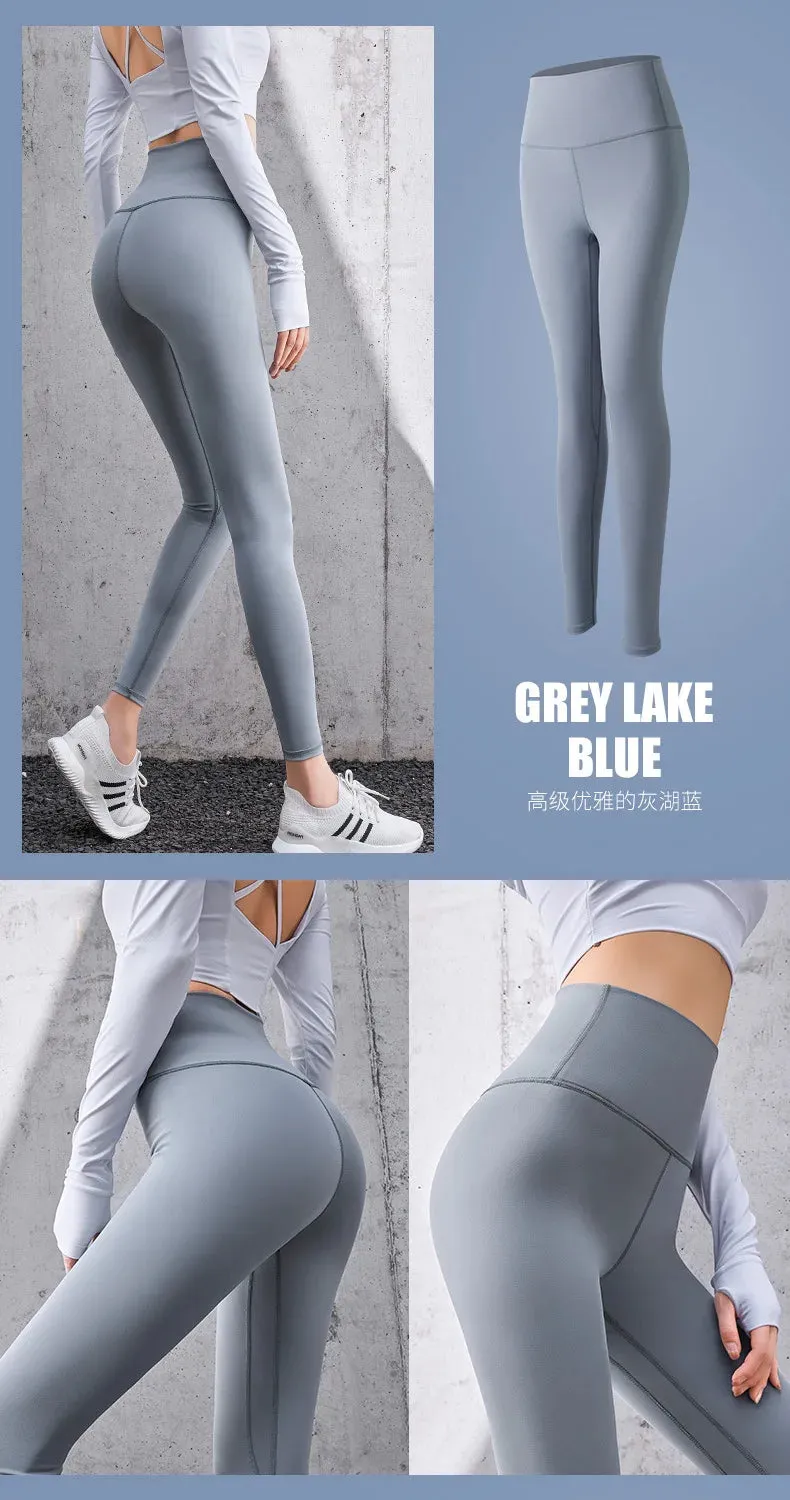 Ribbed High-Waisted Yoga Pants – Seamless Fitness Leggings for Women – Tummy Control Running & Training Tights
