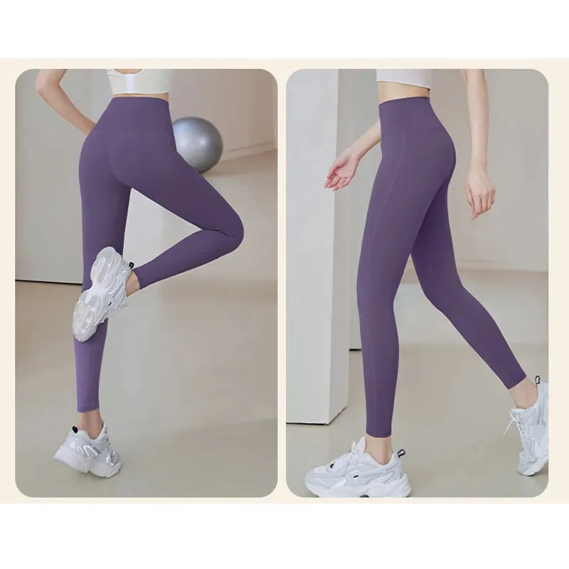 Ribbed High-Waisted Yoga Pants – Seamless Fitness Leggings for Women – Tummy Control Running & Training Tights