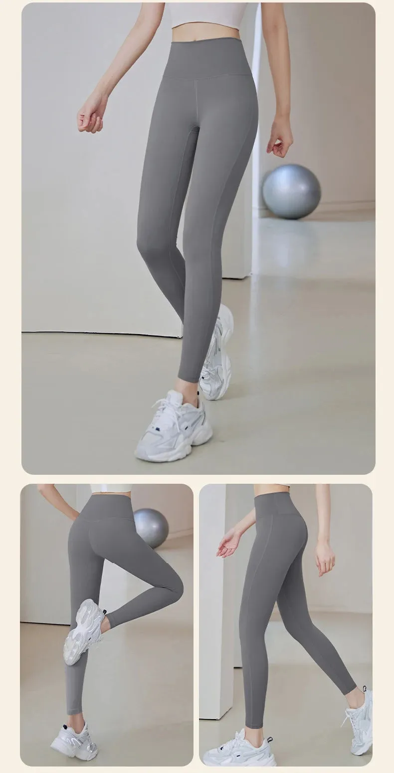 Ribbed High-Waisted Yoga Pants – Seamless Fitness Leggings for Women – Tummy Control Running & Training Tights