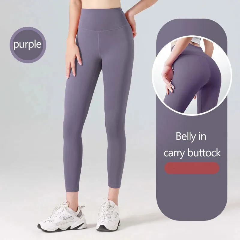 Ribbed High-Waisted Yoga Pants – Seamless Fitness Leggings for Women – Tummy Control Running & Training Tights