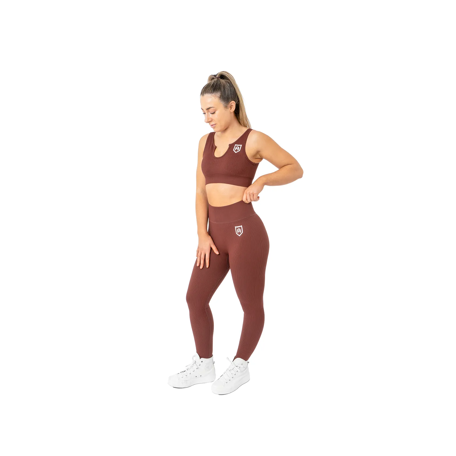 Ribbed Leggings - Walnut