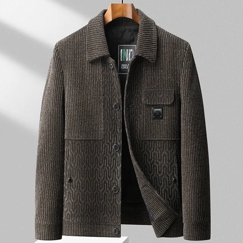 Romano Herringbone Corduroy Wool Jacket
