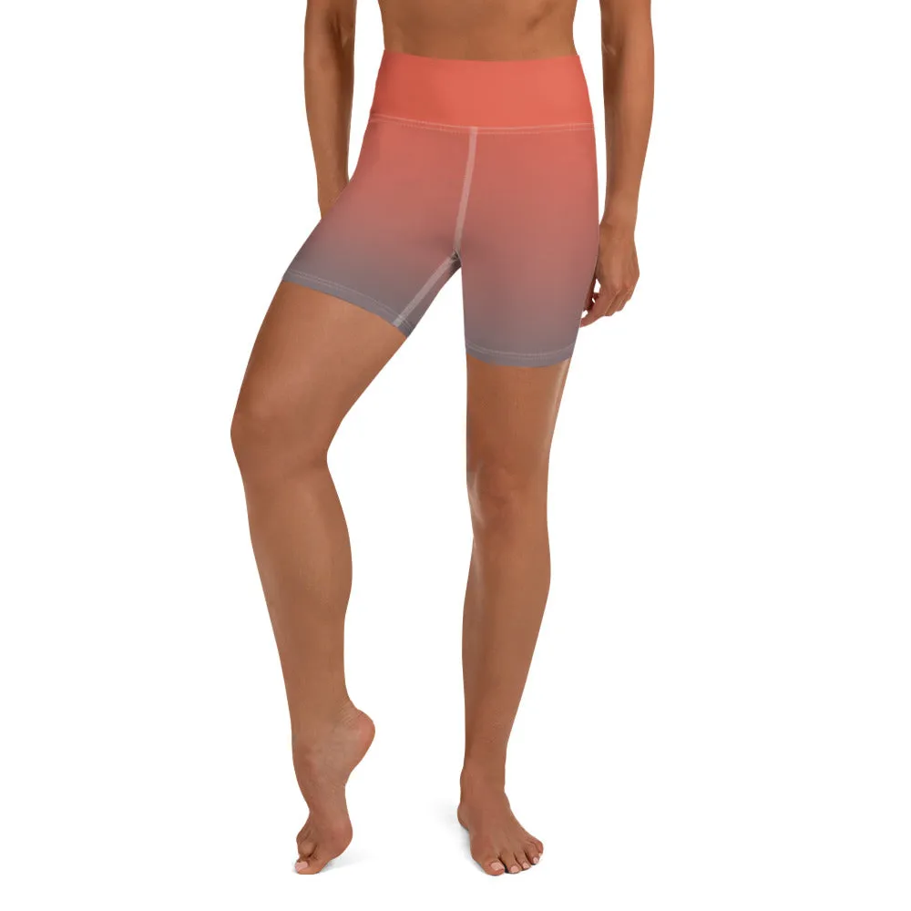 Rose and Grey Ombre Yoga Shorts
