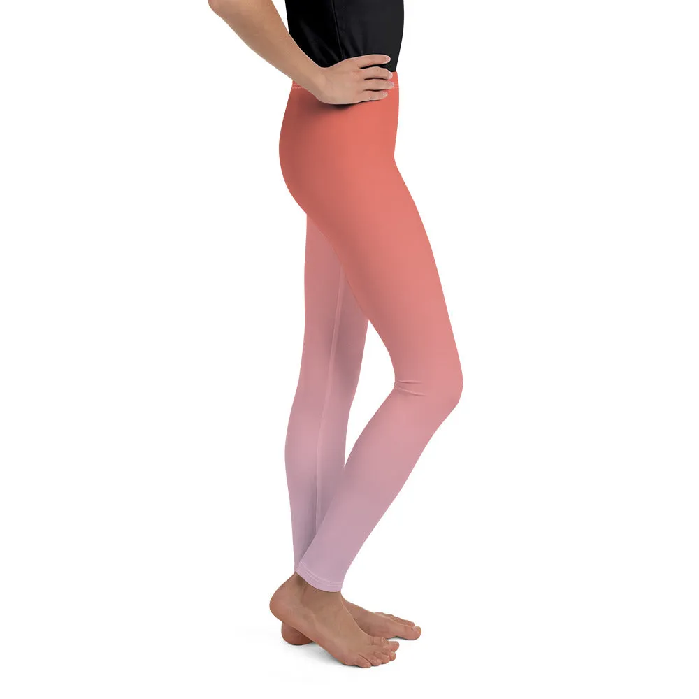 Rose and Pink Ombre Youth Leggings