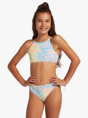 Roxy Girls Palms Colours Two Piece Crop Top Bikini Set