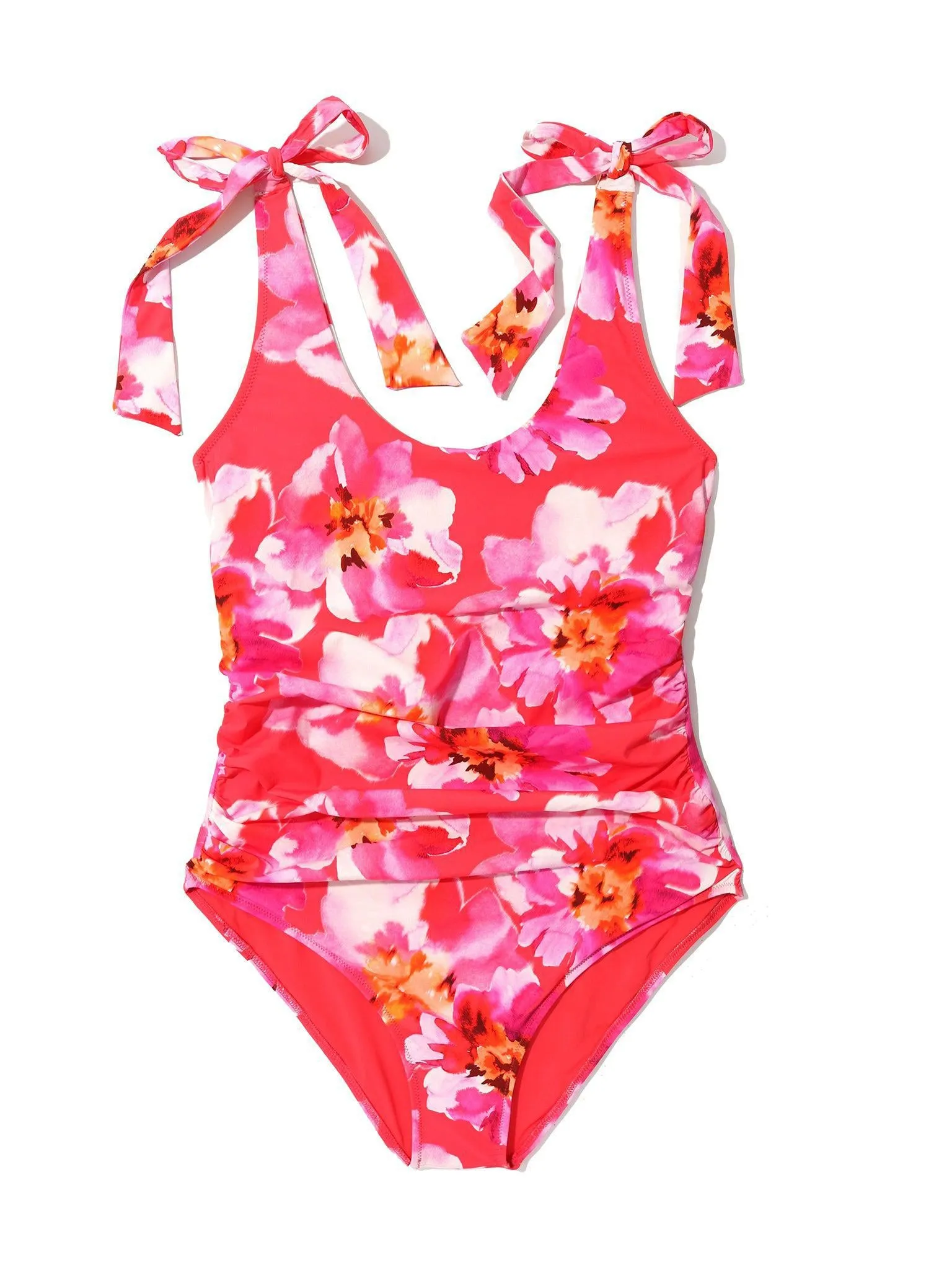 Ruched Bow One Piece Swimsuit Out Of Office Pink