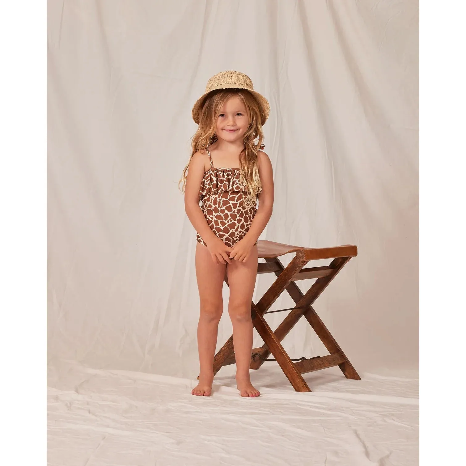 Rylee & Cru Giraffe Spots Ruffle One Piece Swimsuit