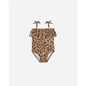 Rylee & Cru Giraffe Spots Ruffle One Piece Swimsuit