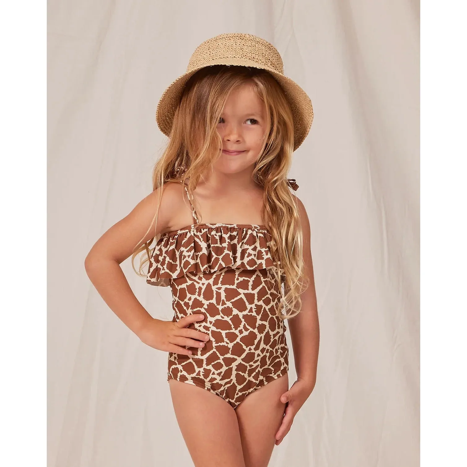 Rylee & Cru Giraffe Spots Ruffle One Piece Swimsuit