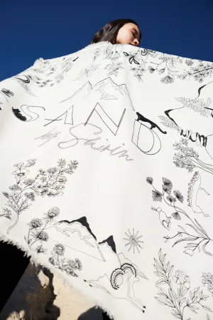 SAND Iconic Woollen Himalayan Landscape Scarf (Ivory & Black)