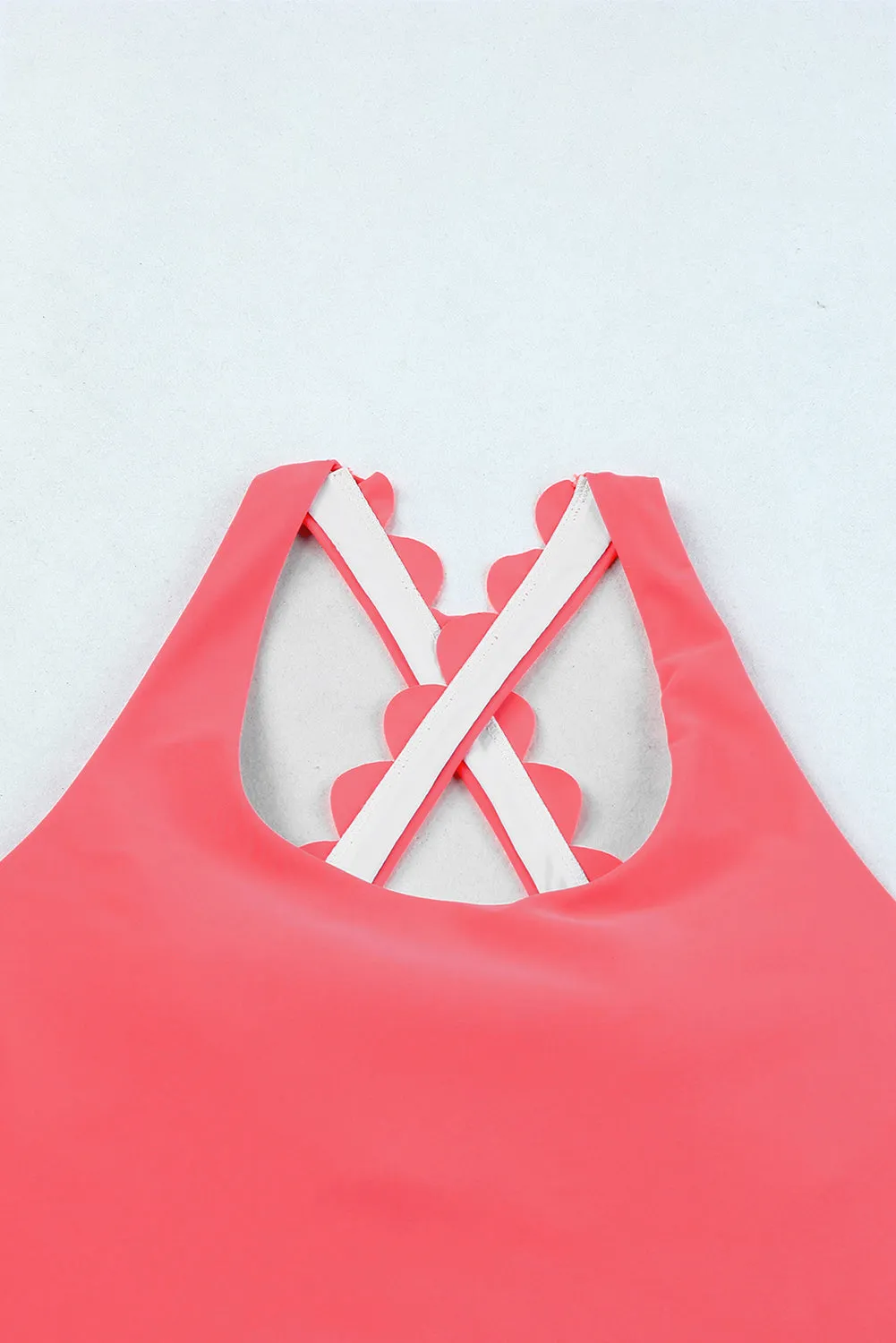 Scalloped Cross High Waist Bikini