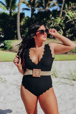 Scalloped One Piece Swimsuit