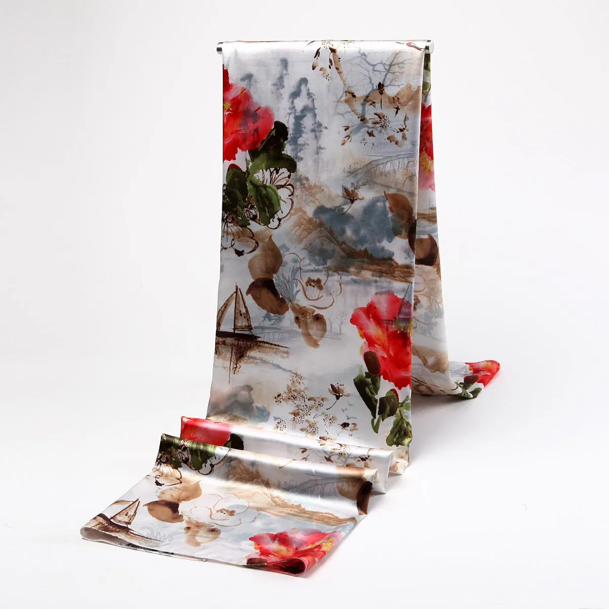 Scarves Women Silk Scarf Fashion Flower Print Square Head Scarves Lady Shawls Silk Women Scarf
