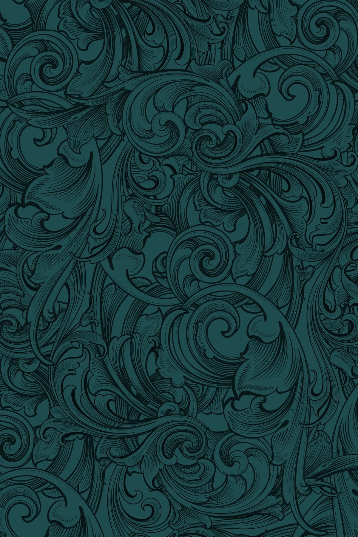 Scrollwork Yoga Leggings: Dark Teal Blue