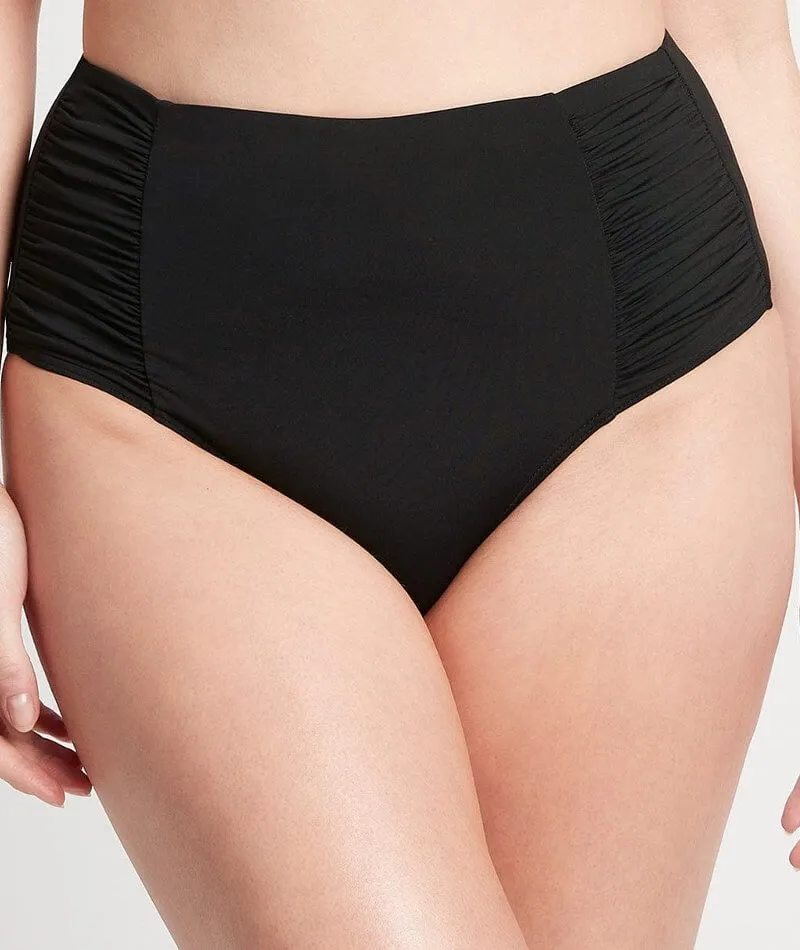 Sea Level Eco Essentials Gathered Side High Waist Brief - Black