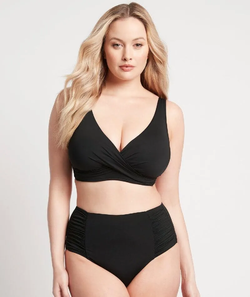 Sea Level Eco Essentials Gathered Side High Waist Brief - Black