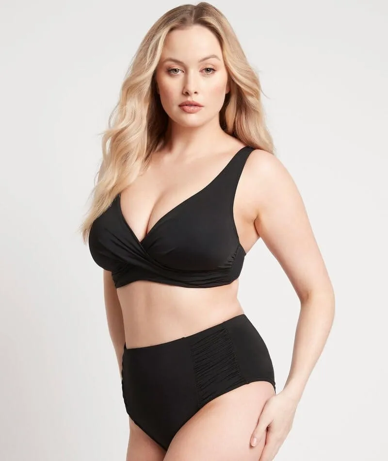 Sea Level Eco Essentials Gathered Side High Waist Brief - Black