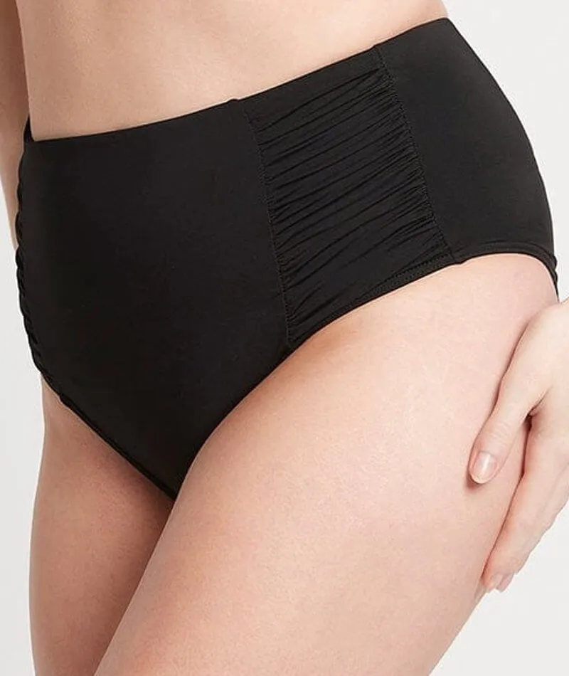 Sea Level Eco Essentials Gathered Side High Waist Brief - Black