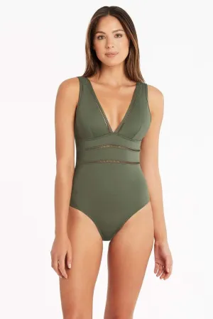 Sea Level Essentials Spliced One Piece Khaki