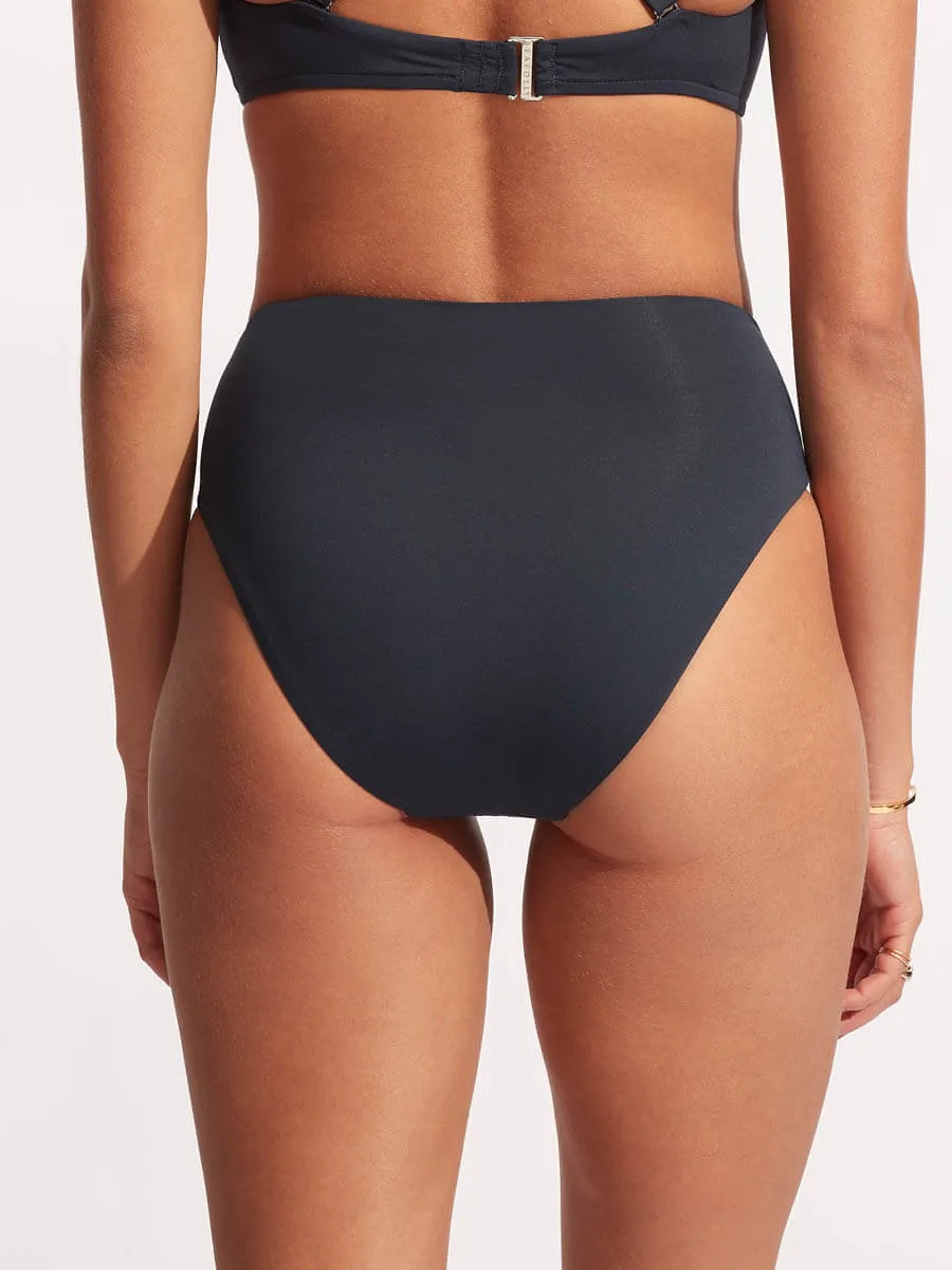 Seafolly Collective High Waist Wrap Front Pant in True Navy
