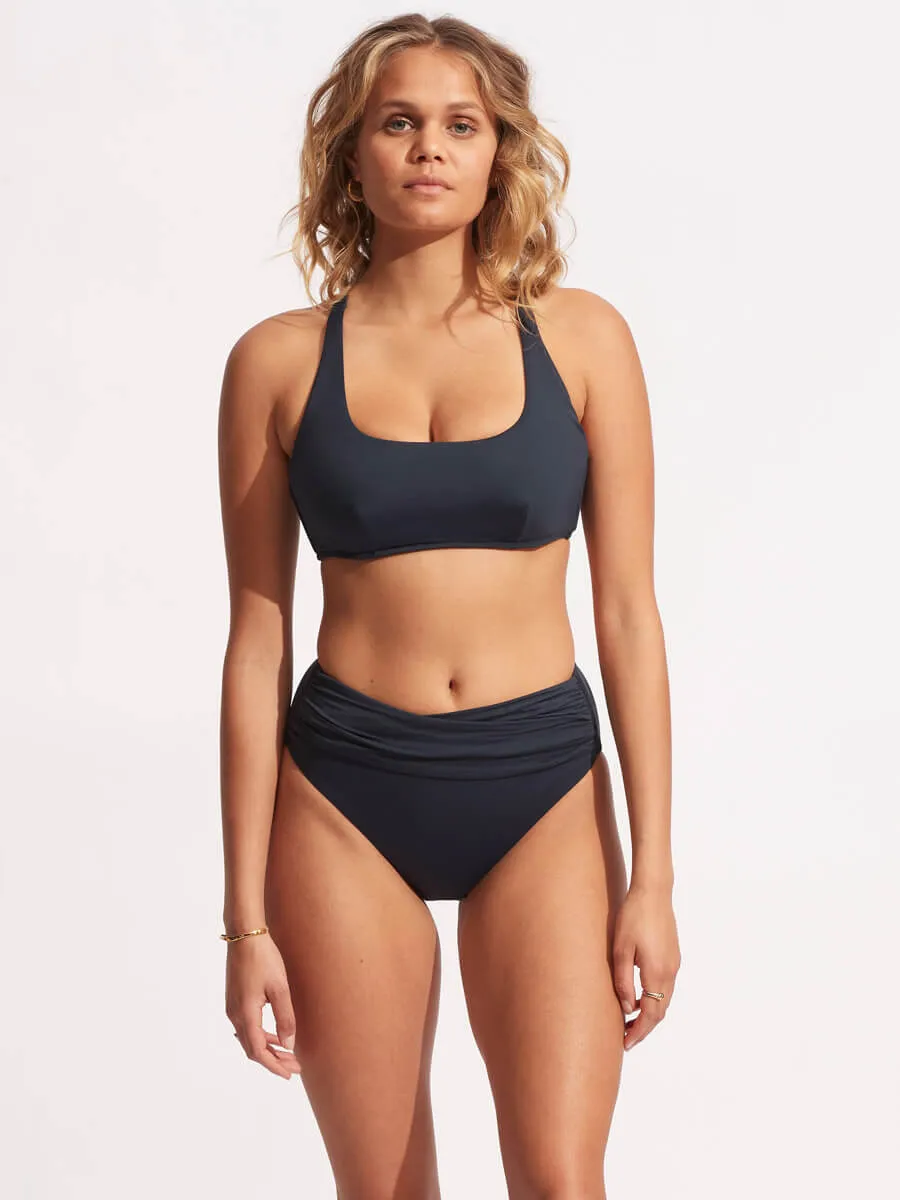 Seafolly Collective High Waist Wrap Front Pant in True Navy