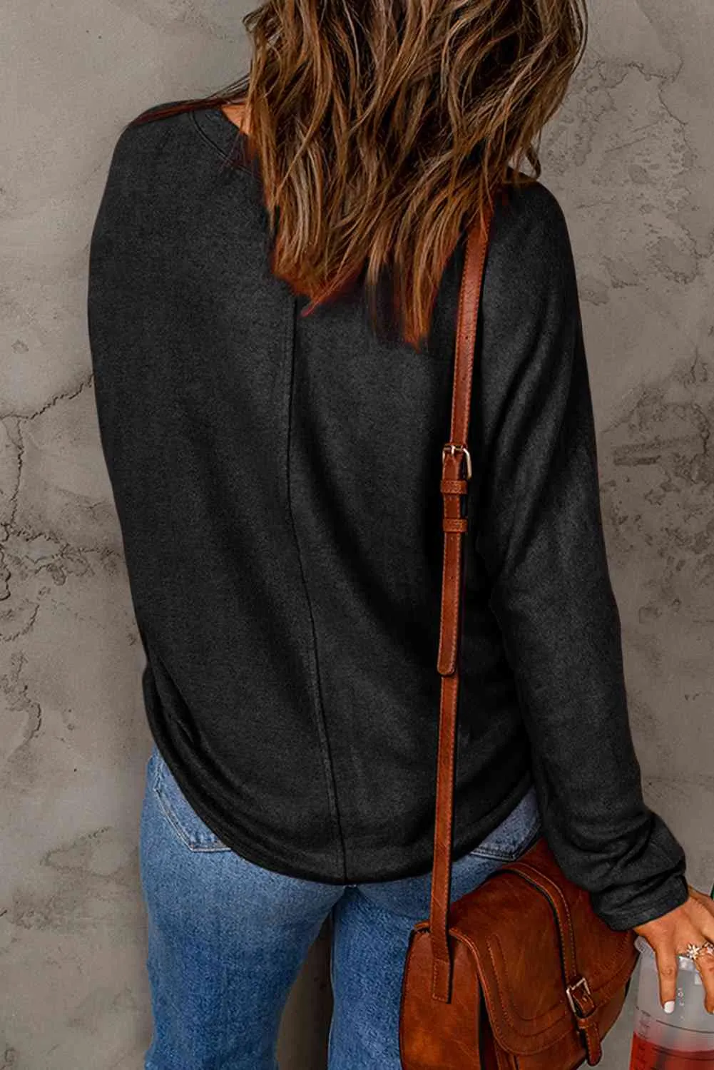 Seam Detail Round Neck Long Sleeve Top (5 Colors)