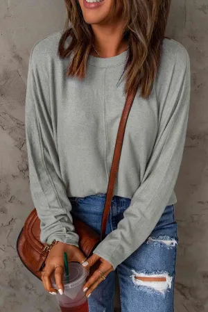 Seam Detail Round Neck Long Sleeve Top (5 Colors)