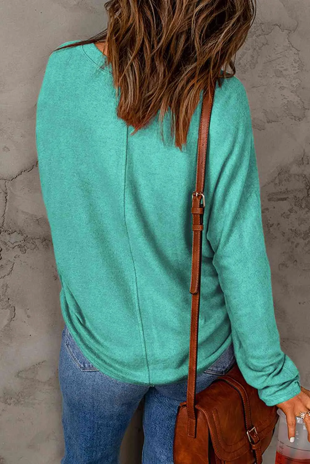 Seam Detail Round Neck Long Sleeve Top (5 Colors)