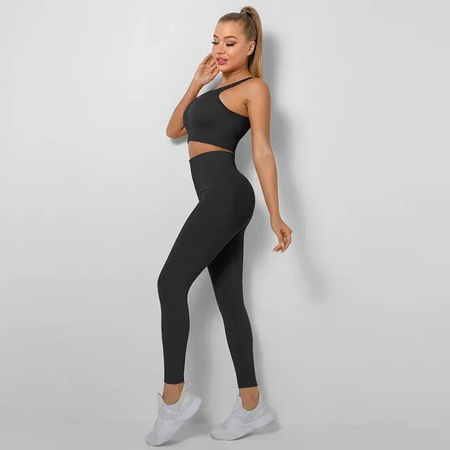 Seamless 2 Piece Yoga Set for Women - Sports Bra and High Waist Leggings