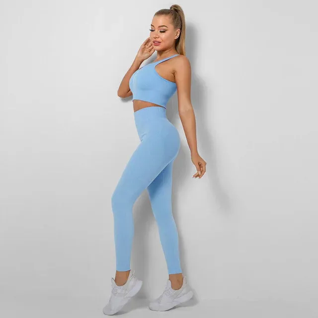 Seamless 2 Piece Yoga Set for Women - Sports Bra and High Waist Leggings