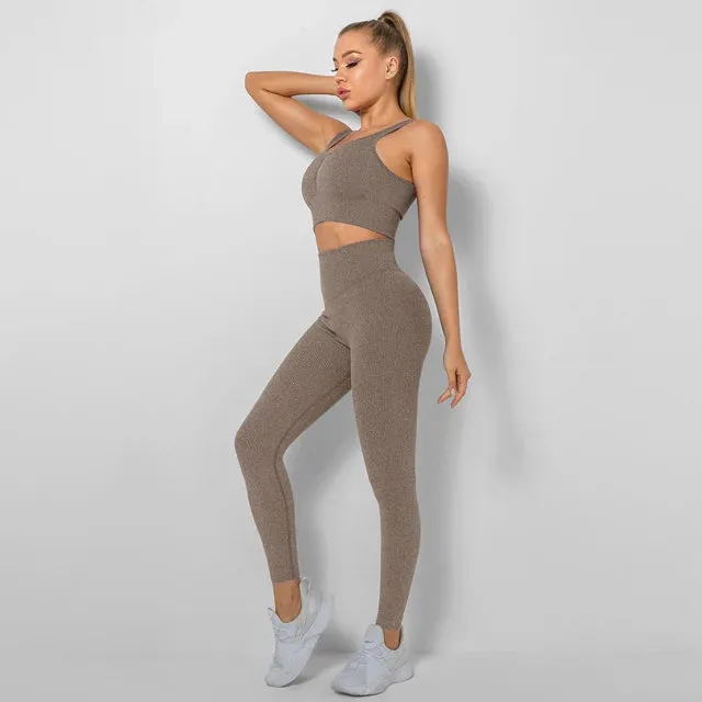 Seamless 2 Piece Yoga Set for Women - Sports Bra and High Waist Leggings