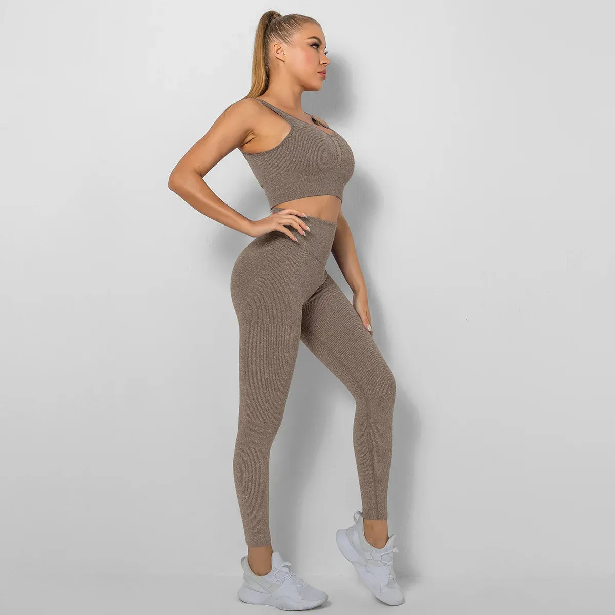 Seamless 2 Piece Yoga Set for Women - Sports Bra and High Waist Leggings