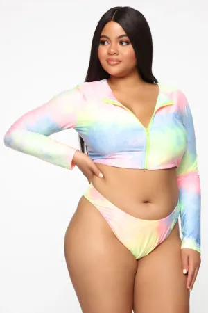 Sexy Plus Size Bikini Long Sleeve Zipper Swimsuit
