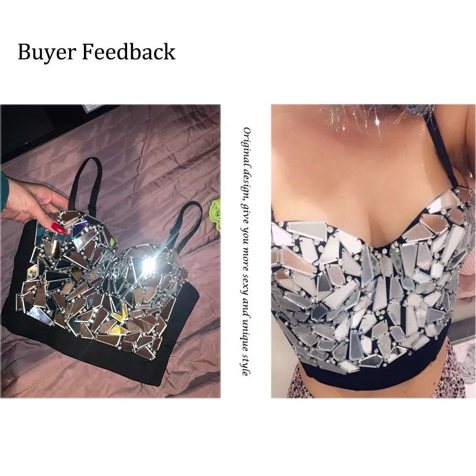 Sexy Rave Outfit Corset with Rhinestones