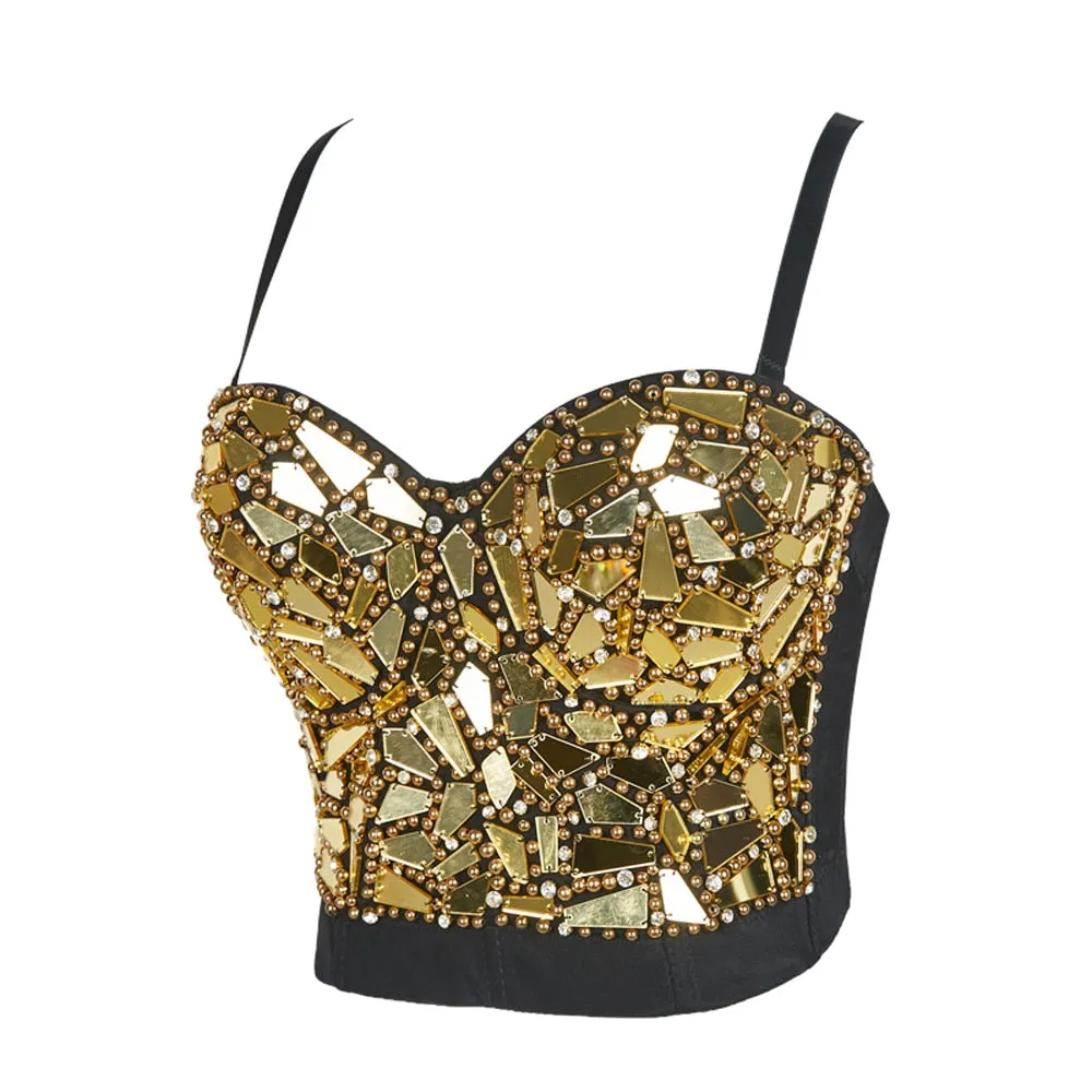Sexy Rave Outfit Corset with Rhinestones