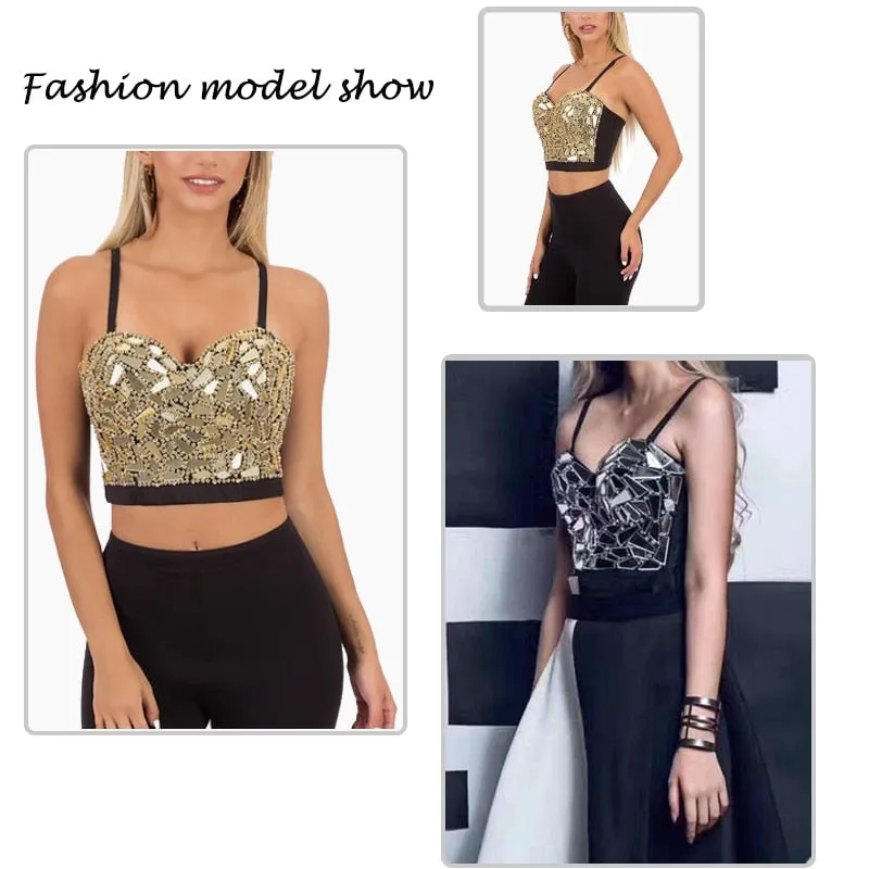 Sexy Rave Outfit Corset with Rhinestones