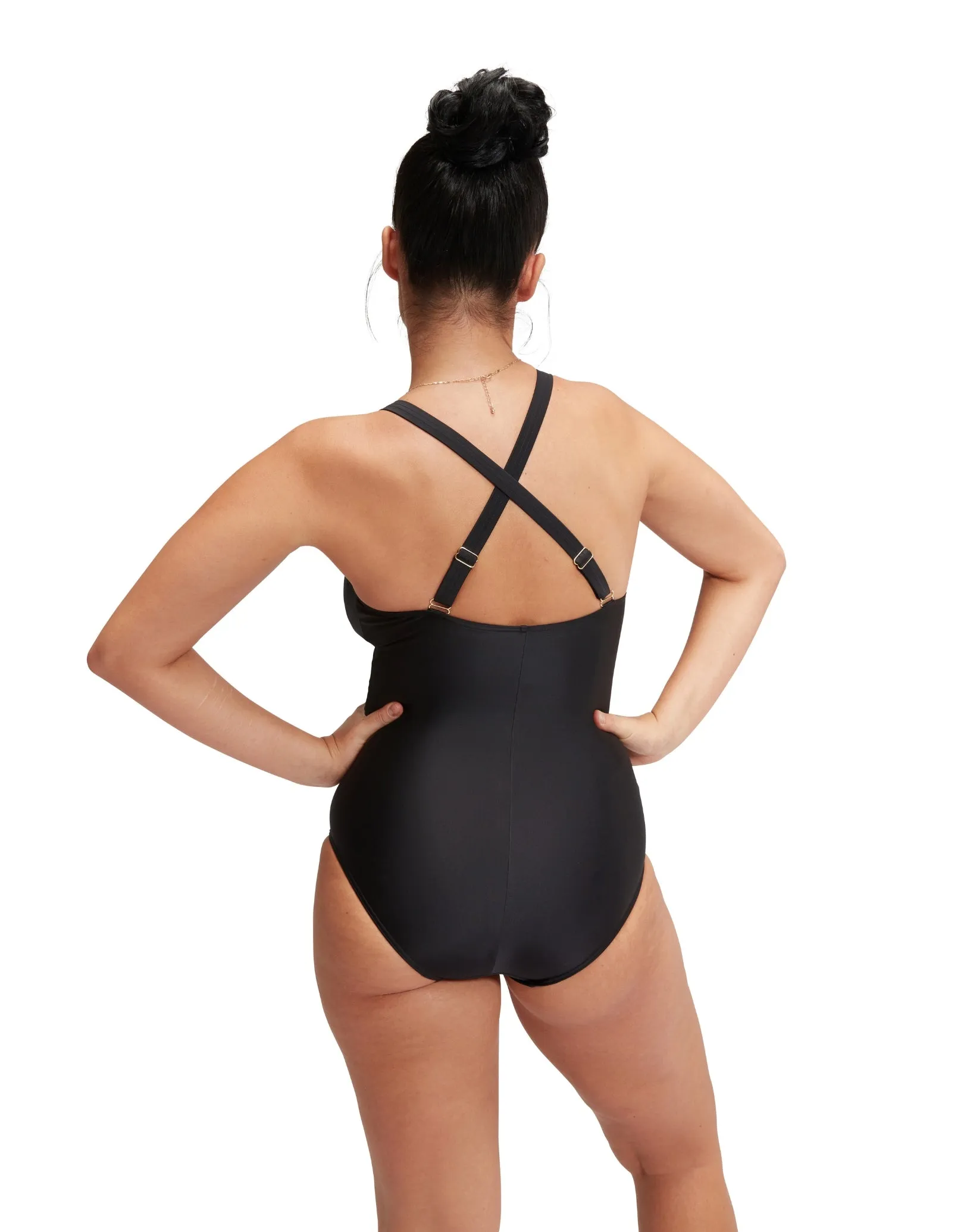 Shaping V Neck Swimsuit - Black
