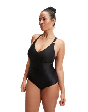 Shaping V Neck Swimsuit - Black