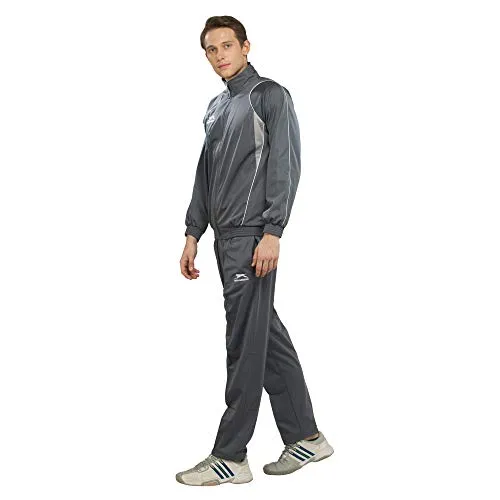 SHIV NARESH Polyester Tracksuit (X-Large, Dark Grey/Light Grey/White)