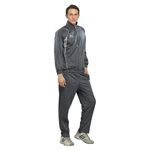 SHIV NARESH Polyester Tracksuit (X-Large, Dark Grey/Light Grey/White)